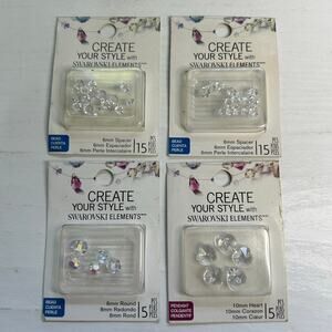 EK Success Swarovski Crystal Spacer & Heart Lot